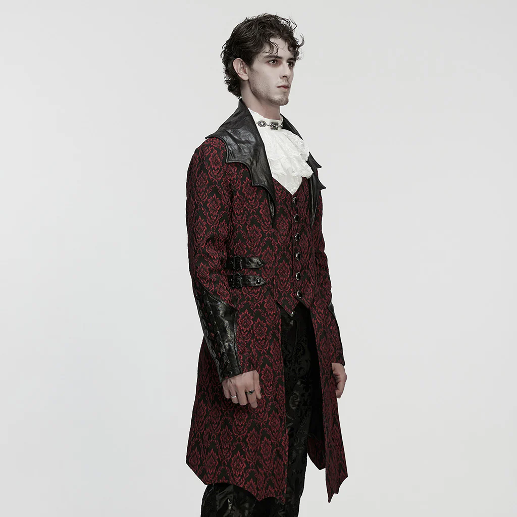 WY-1850XCM Mens Victorian Gothic Coat Lace-Up Long Trench Jacket - Image 3