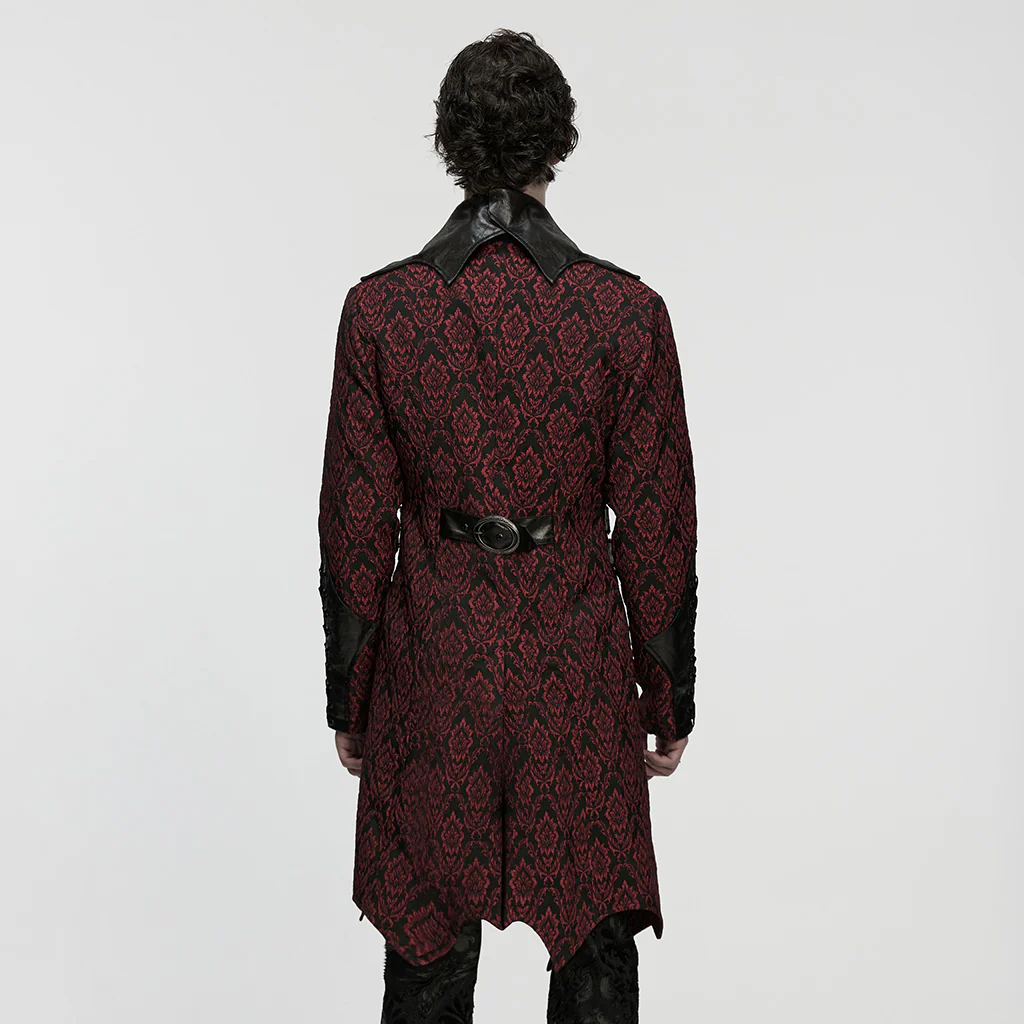WY-1850XCM Mens Victorian Gothic Coat Lace-Up Long Trench Jacket - Image 4
