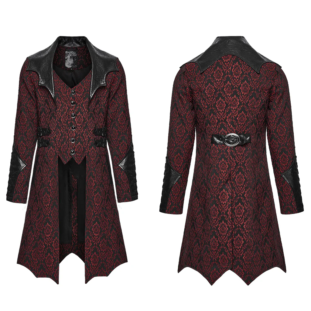 WY-1850XCM Mens Victorian Gothic Coat Lace-Up Long Trench Jacket - Image 6