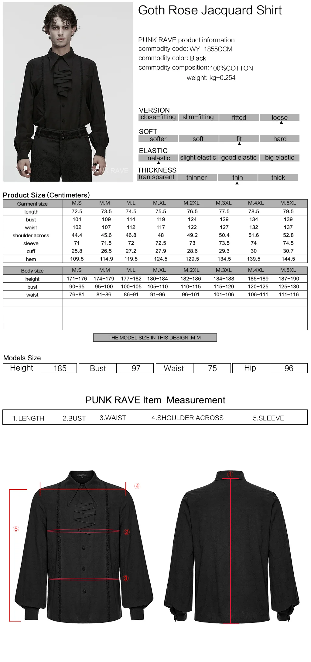 WY-1855CCM Mens Gothic Shirts Victorian Ruffled Long Sleeve Dress Shirt - Image 11