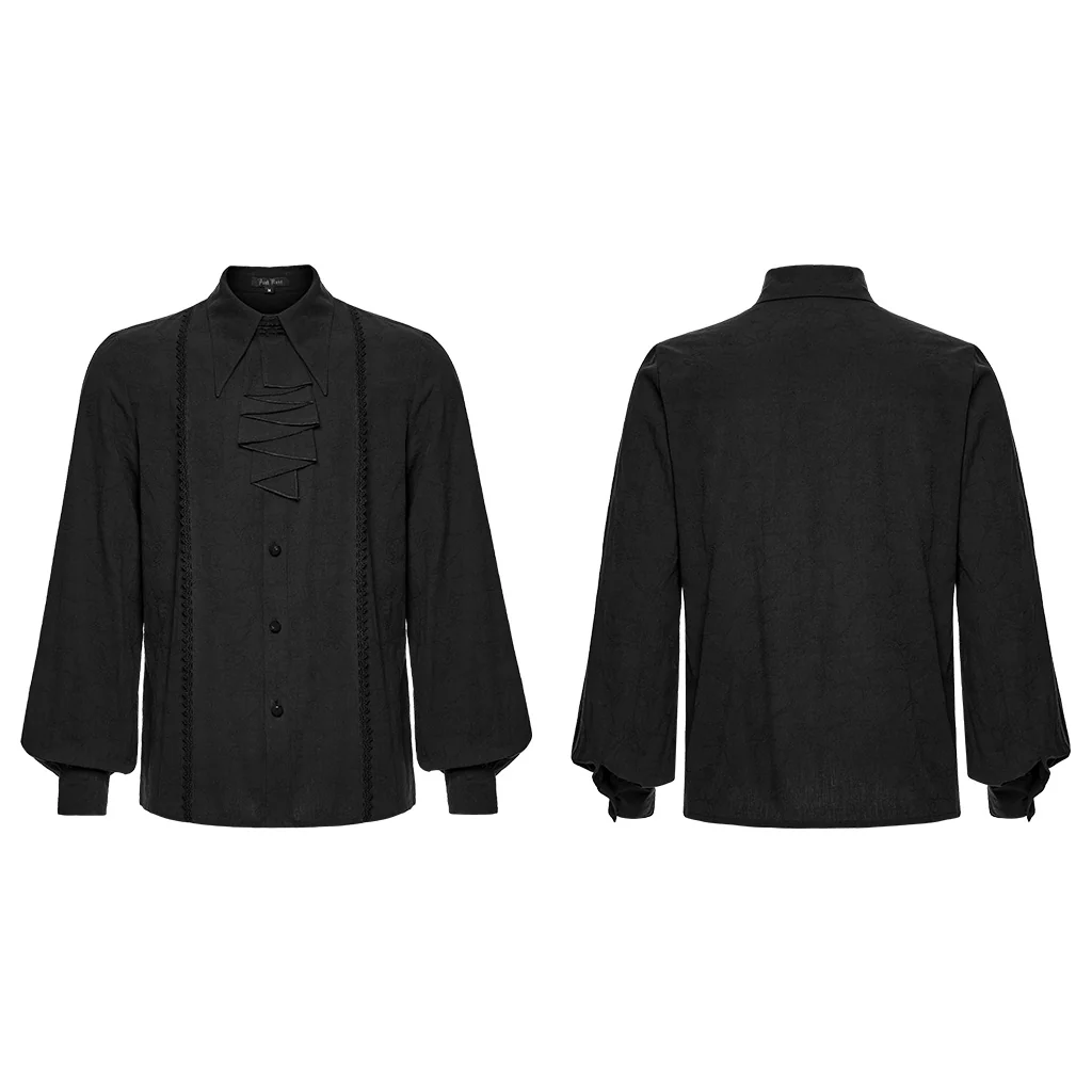 WY-1855CCM Mens Gothic Shirts Victorian Ruffled Long Sleeve Dress Shirt - Image 16