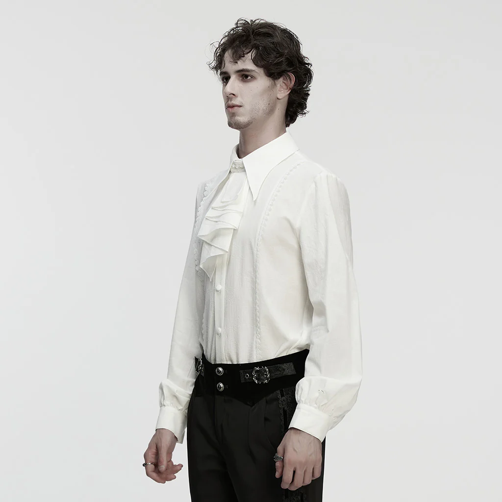 WY-1855CCM Mens Gothic Shirts Victorian Ruffled Long Sleeve Dress Shirt - Image 3