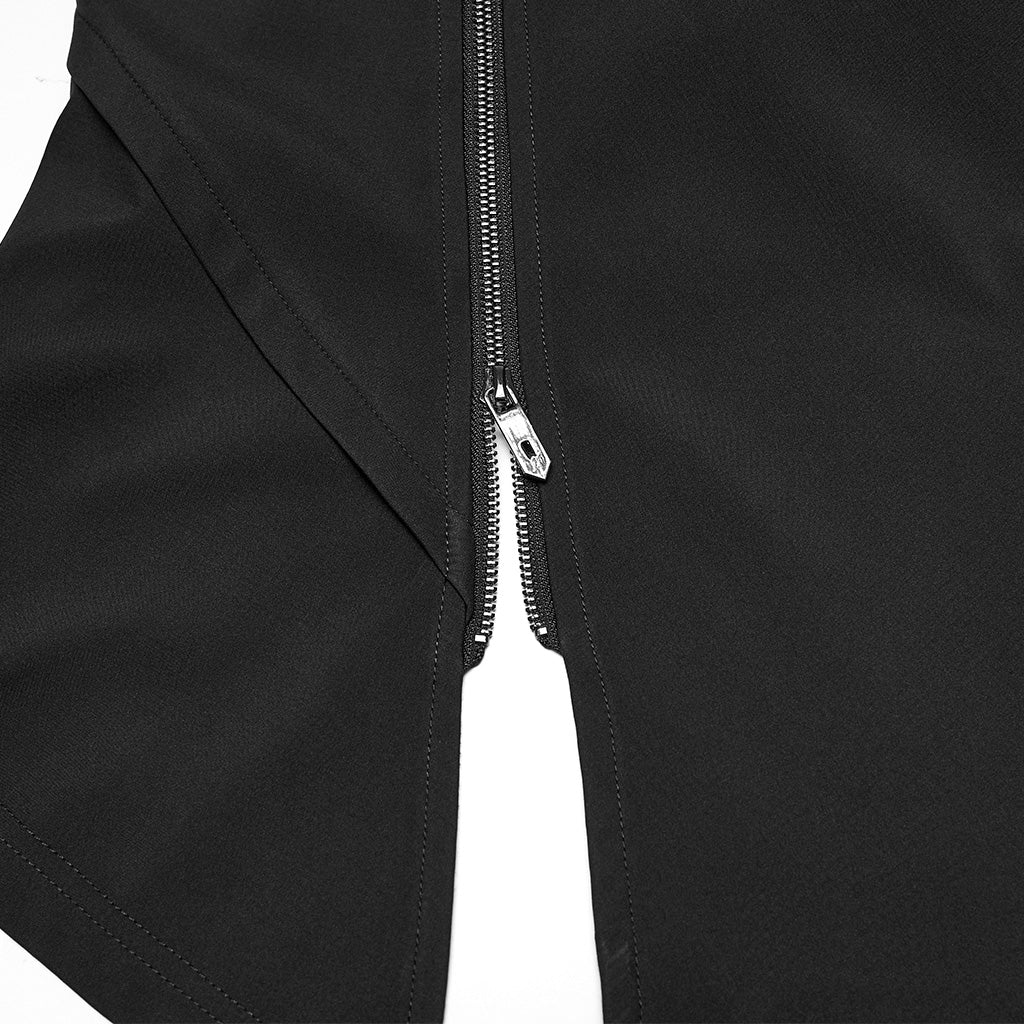 WY-1856DPM Gothic Asymmetrical Punk Coat with Hood and Buckle Detail - Image 10