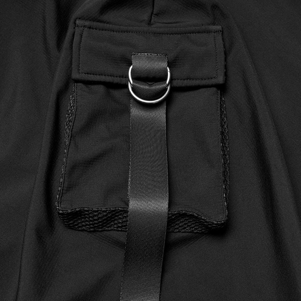 WY-1856DPM Gothic Asymmetrical Punk Coat with Hood and Buckle Detail - Image 8
