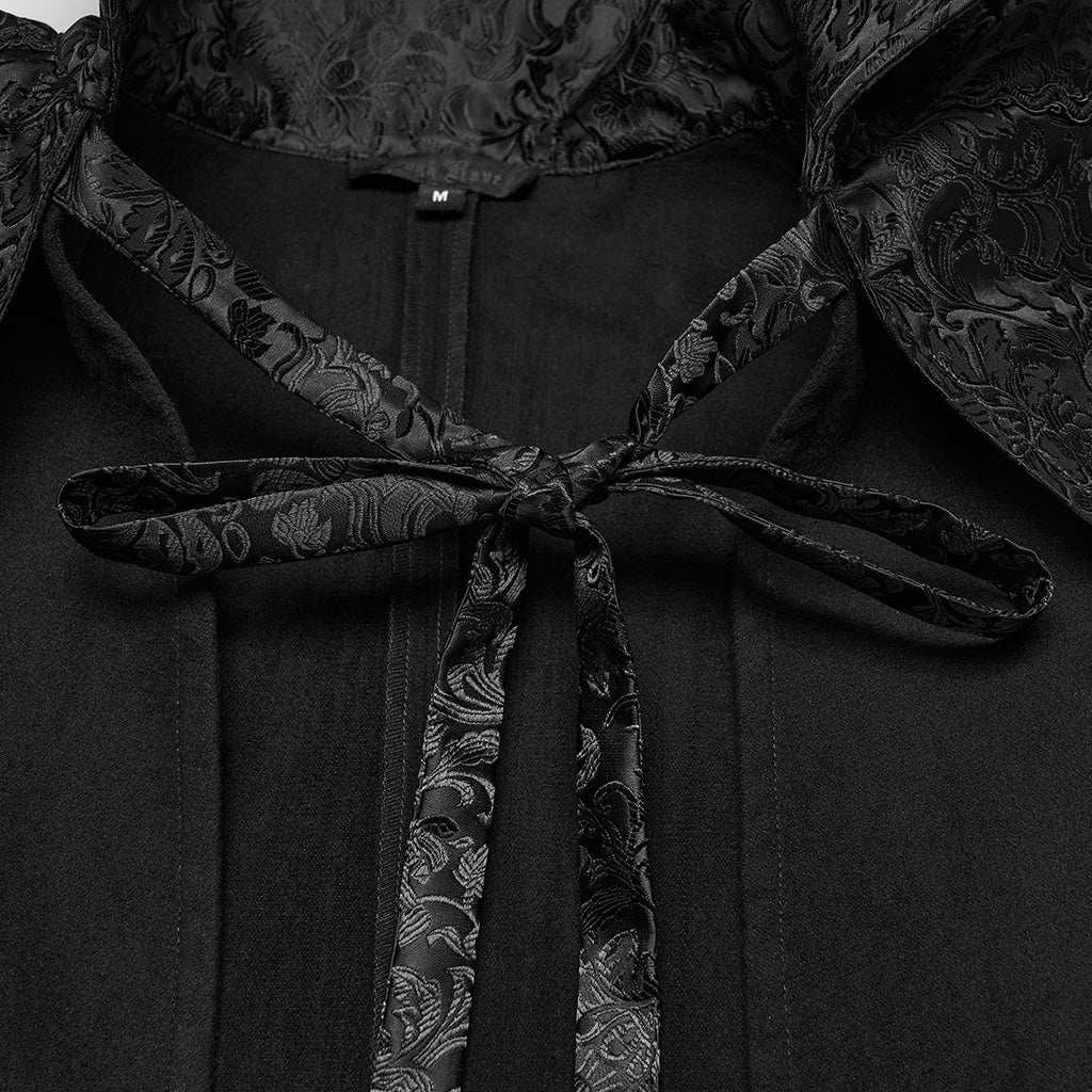 WY-1858DPM Gothic Coat Mens Dark Steampunk Cape with High Collar Design - Image 10