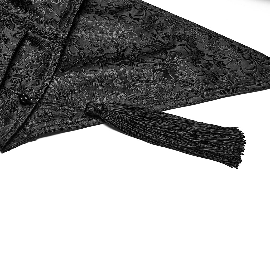 WY-1858DPM Gothic Coat Mens Dark Steampunk Cape with High Collar Design - Image 8