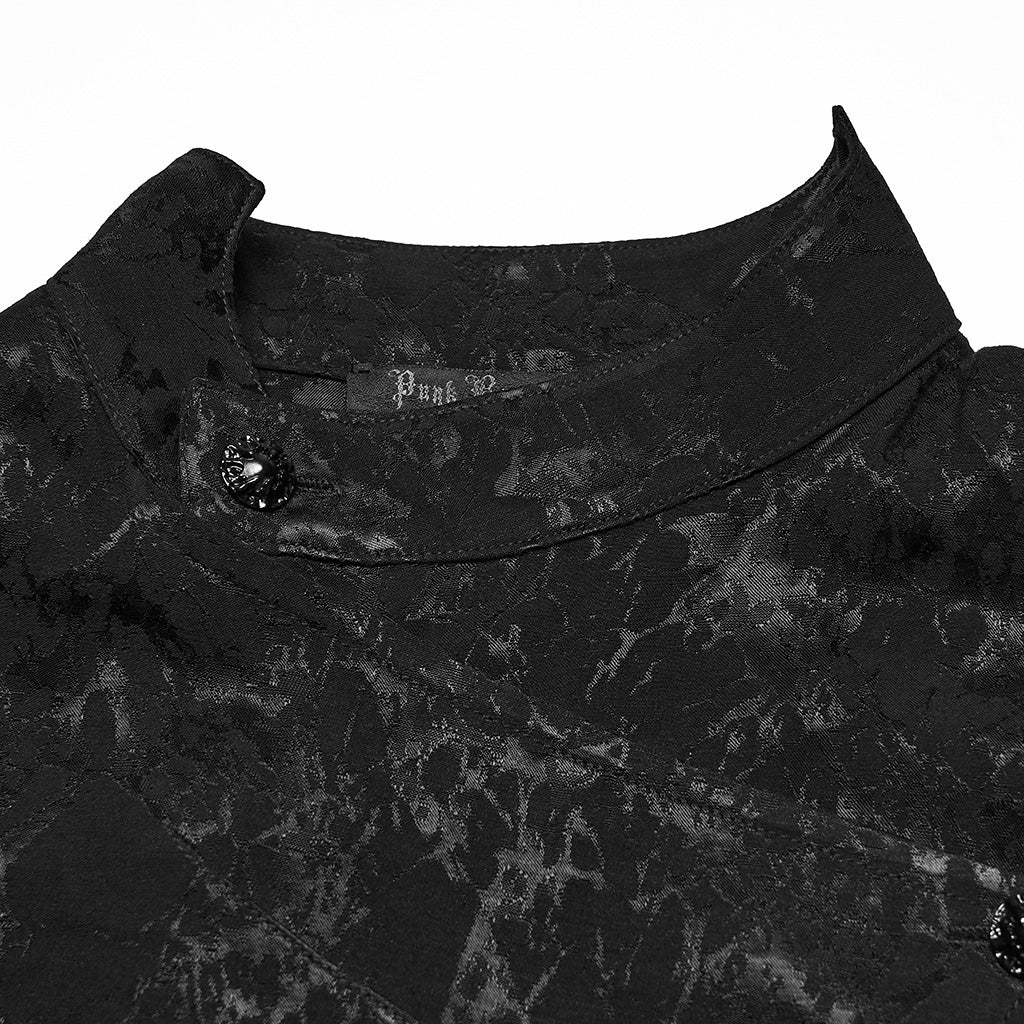 WY-1859CCM Gothic Shirts Vintage Style Black Brocade Buttoned Top - Image 7