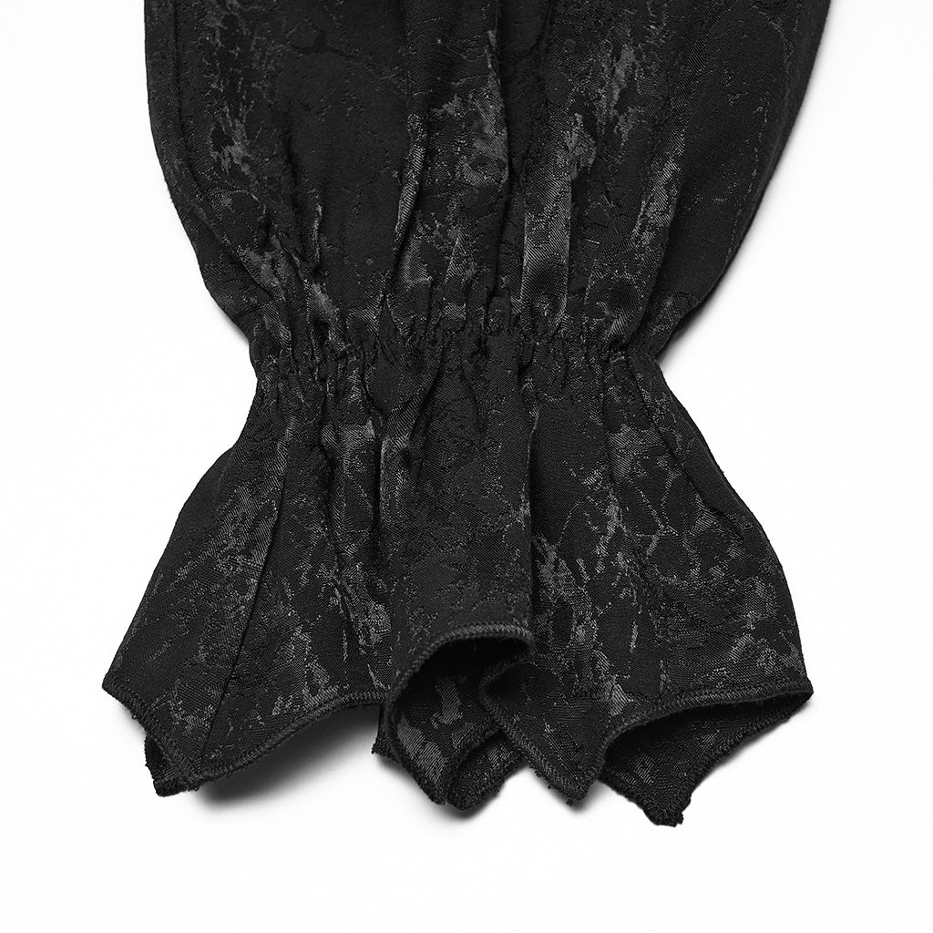 WY-1859CCM Gothic Shirts Vintage Style Black Brocade Buttoned Top - Image 9