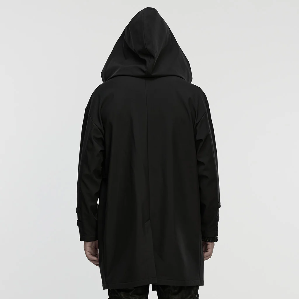 WY-1860XCM Hooded Black Punk Jackets with Grommet Detail and Zipper Closure - Image 4