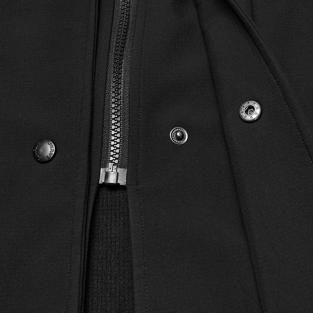WY-1860XCM Hooded Black Punk Jackets with Grommet Detail and Zipper Closure - Image 8
