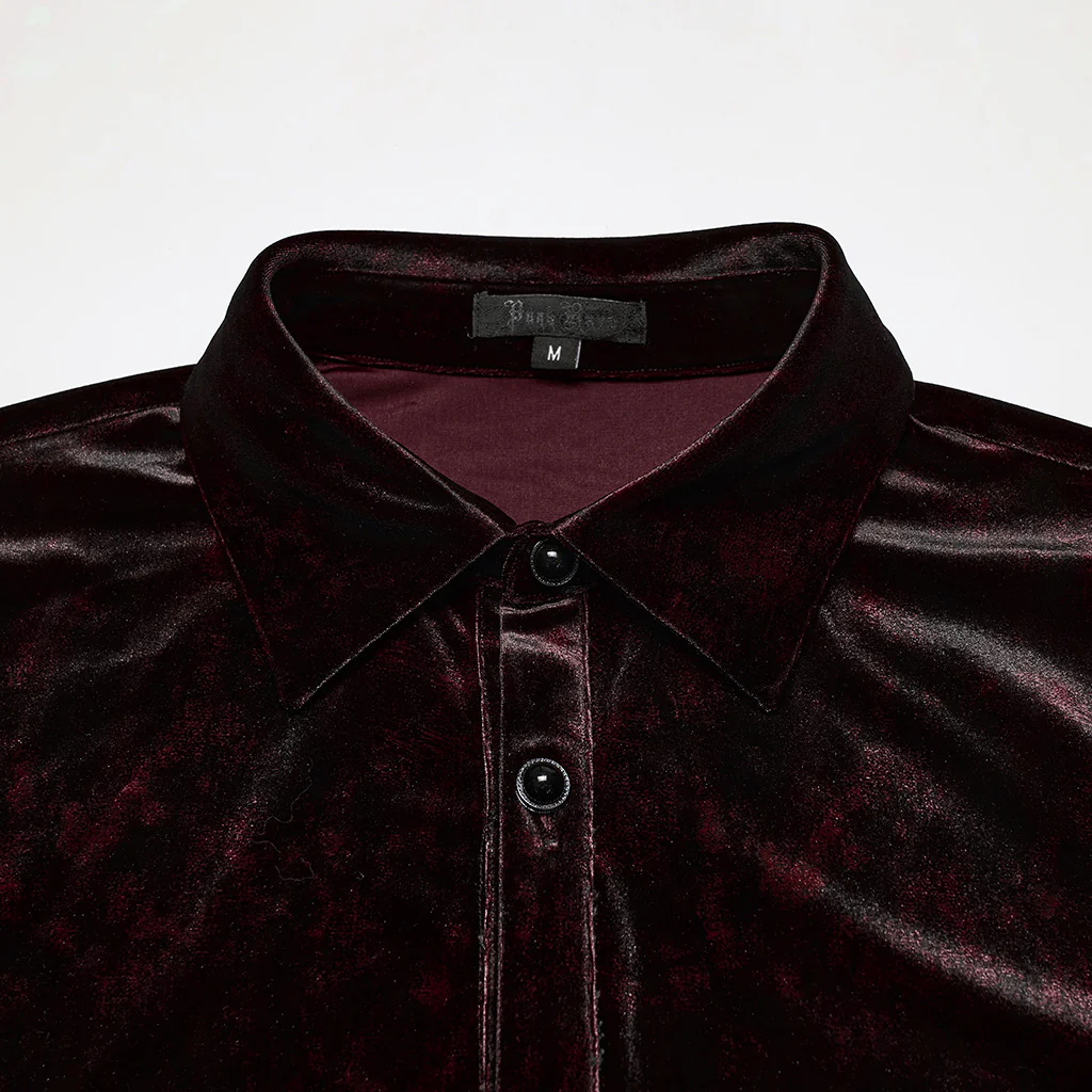 WY-1864CCM Velvet Gothic Shirts Emerald Green Button-Up Long Sleeve Mystery - Image 27