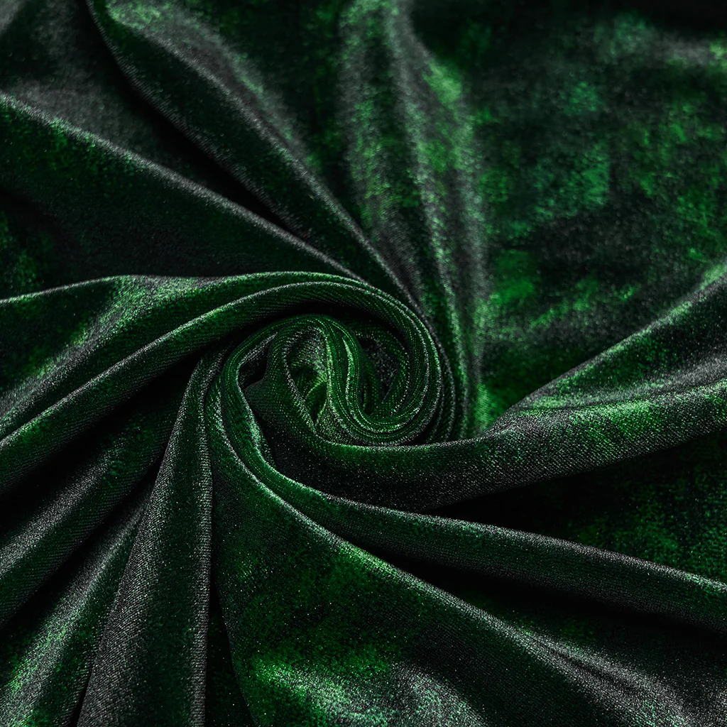 WY-1864CCM Velvet Gothic Shirts Emerald Green Button-Up Long Sleeve Mystery - Image 9
