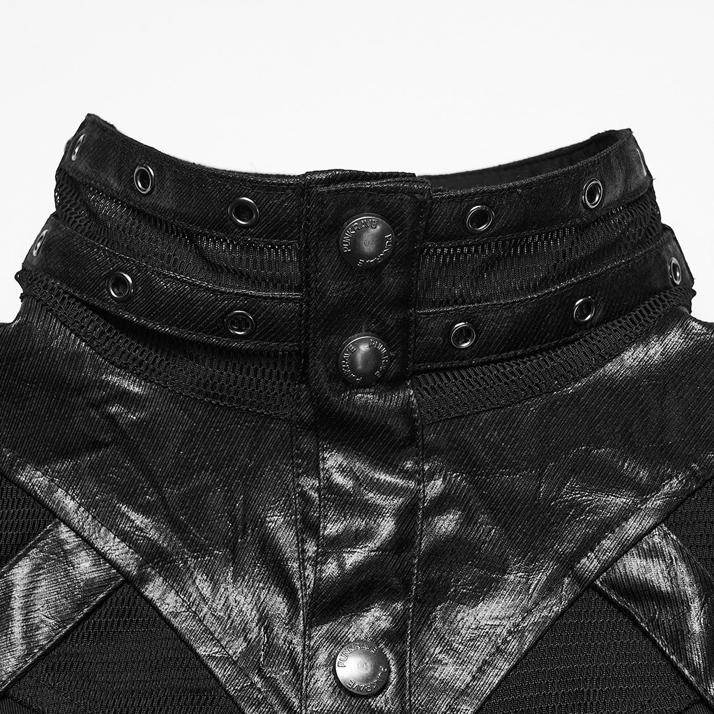 WY-1873CCM Edgy Punk Shirts with Buckle Strap Details Gothic Style - Image 7