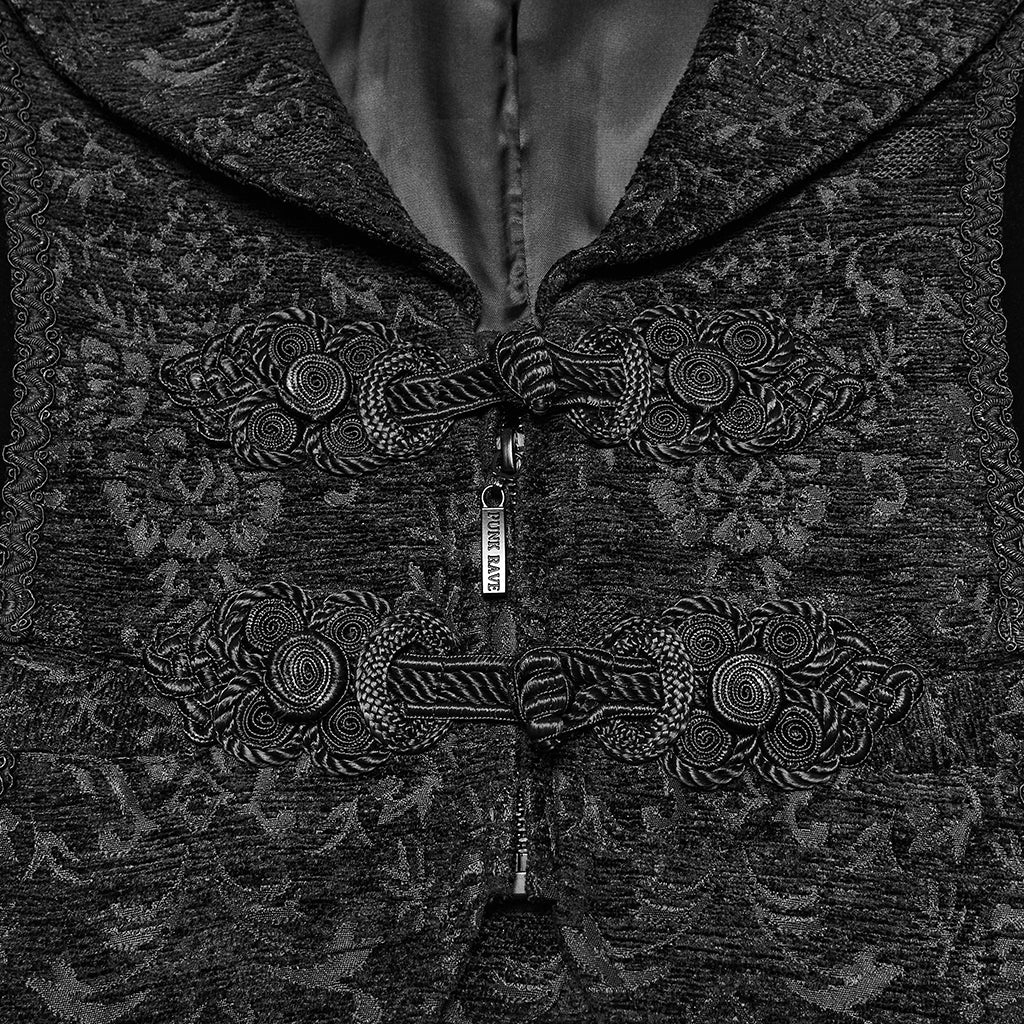 WY-1877MJM Regal Brocade Gothic Vest Victorian Style Embroidered Waistcoat Gothic Vest Vintage Brocade Design Black Gold Costume Mens Elegant Brocade Gothic Vest Victorian Steampunk Costume Waistcoat - Image 17