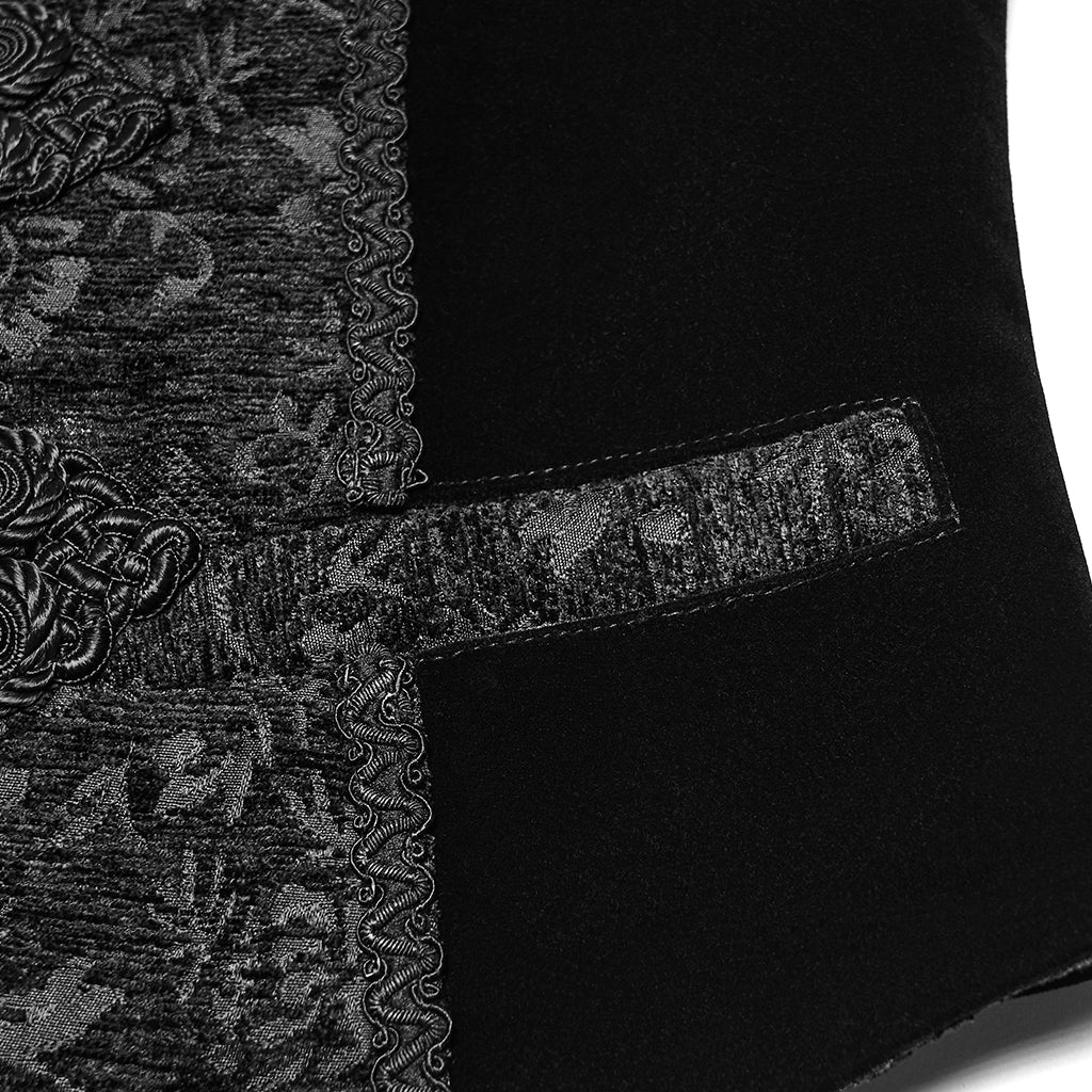 WY-1877MJM Regal Brocade Gothic Vest Victorian Style Embroidered Waistcoat Gothic Vest Vintage Brocade Design Black Gold Costume Mens Elegant Brocade Gothic Vest Victorian Steampunk Costume Waistcoat - Image 18