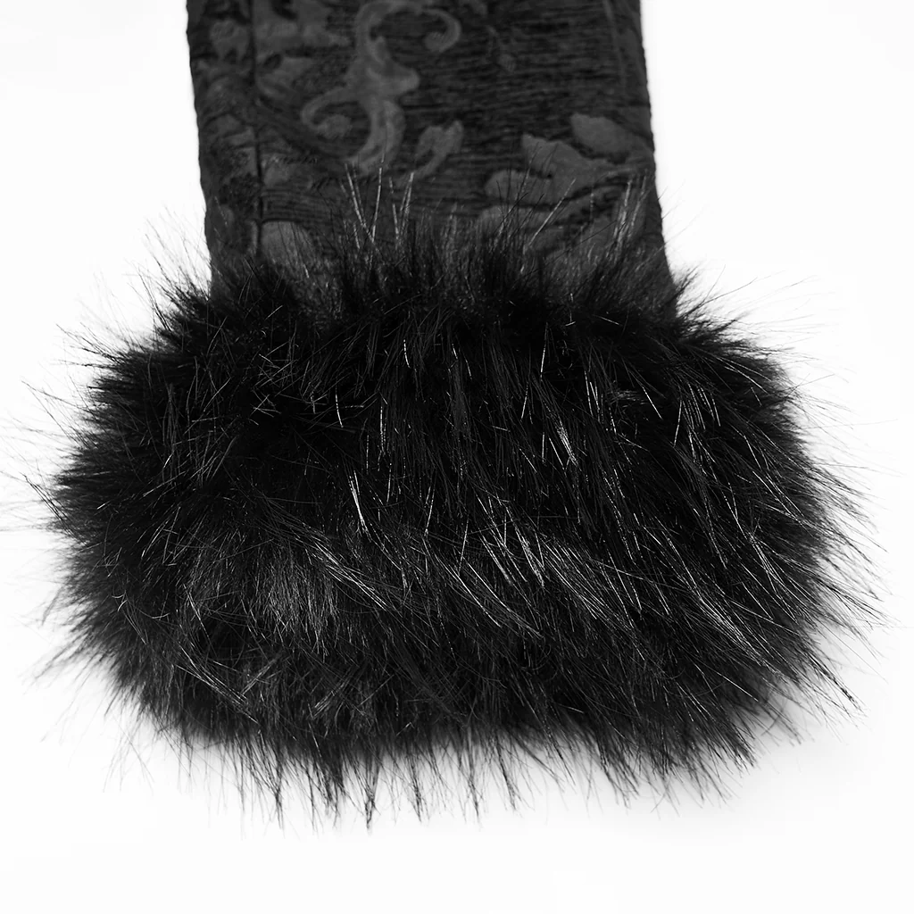 WY-1882XCM Mens Gothic Coat Faux Fur Trim Vintage Long Overcoat - Image 9
