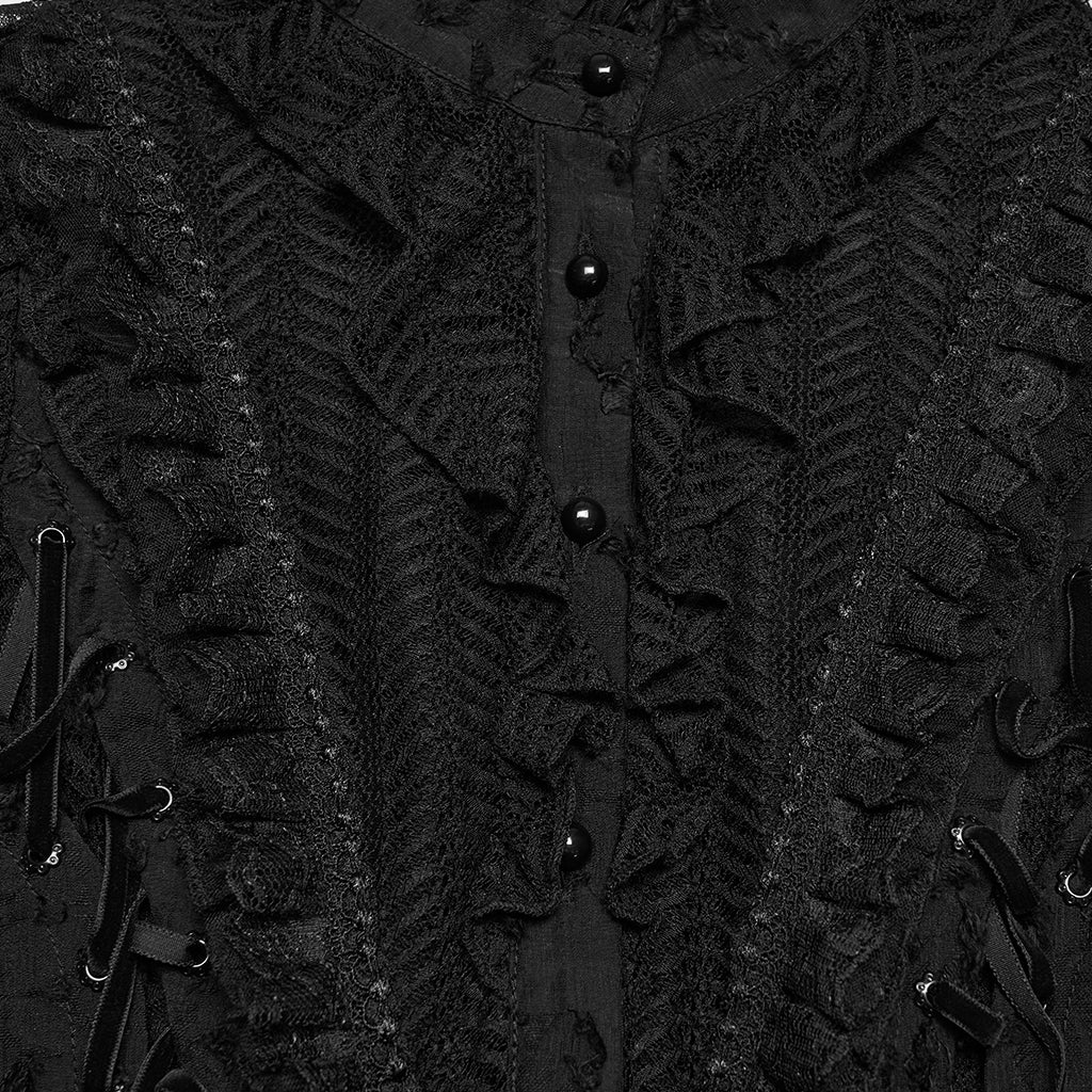 WY-1901CDF Victorian Lace Gothic Shirts Puff Sleeve Corset Blouse Top - Image 8