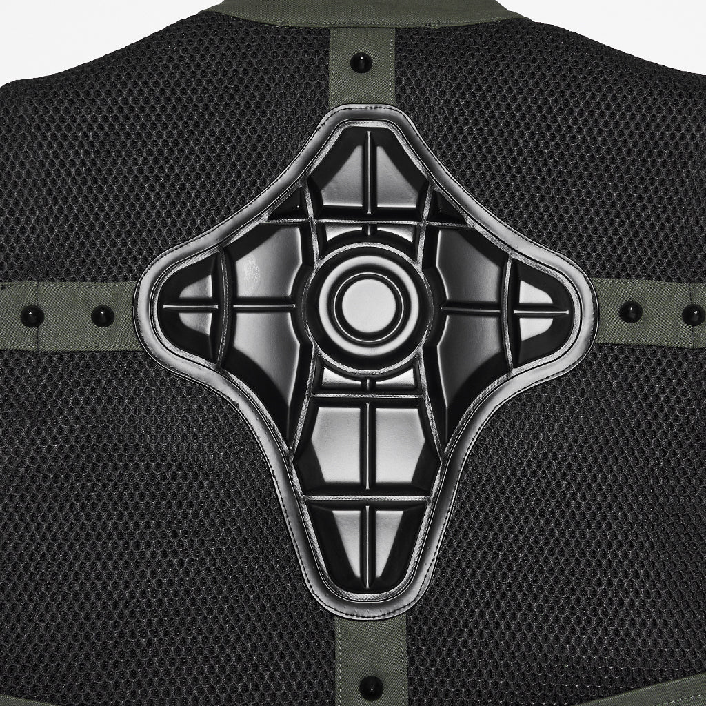 WY-1906MJF Edgy Zippered Olive Mesh Punk Vests Gothic Style - Image 9