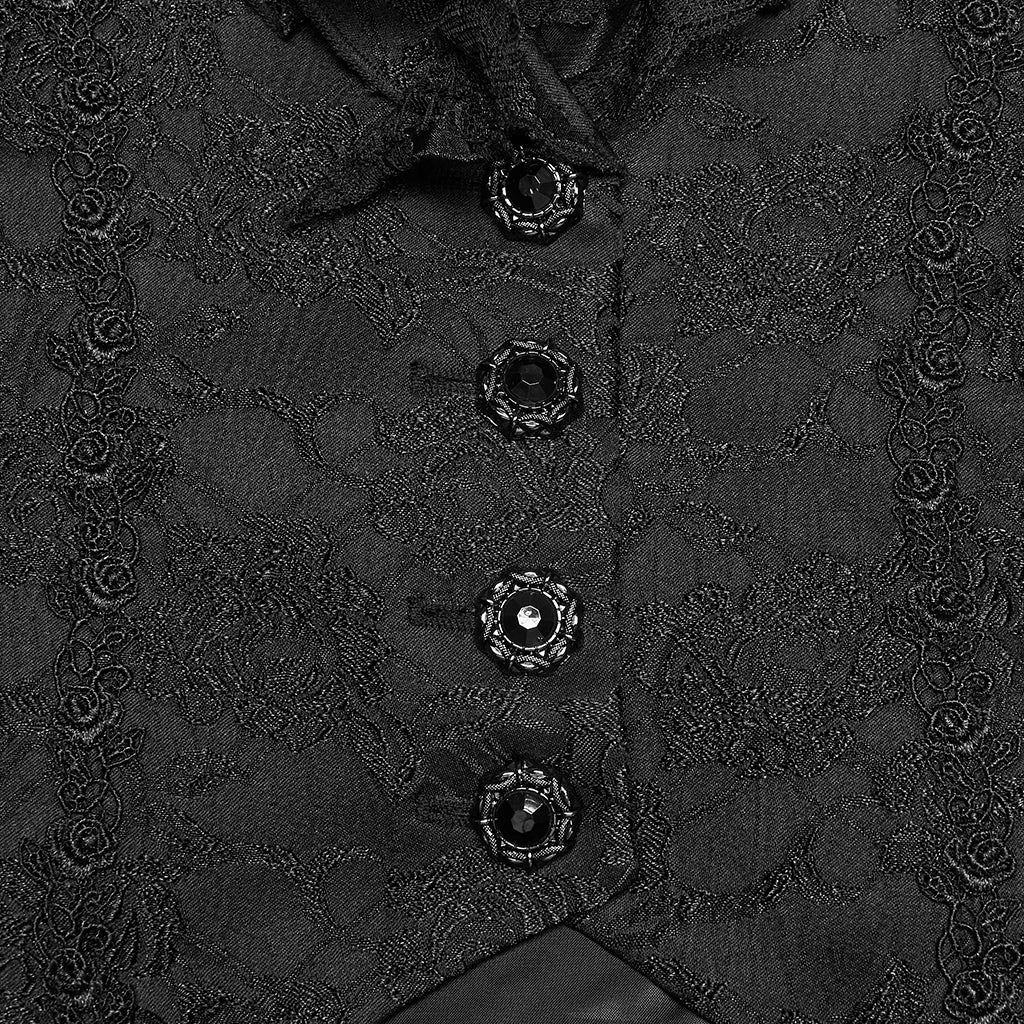 WY-1907MJF Gothic Vest Layered Lace Ruffled High-Neck Victorian Style Dress - Image 8
