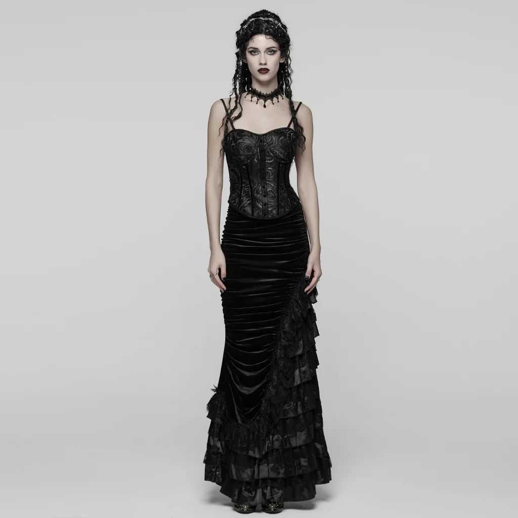 WY-1908SYF Gothic Corset Rose Embossed Black Bustier Silhouette Fashion - Image 5