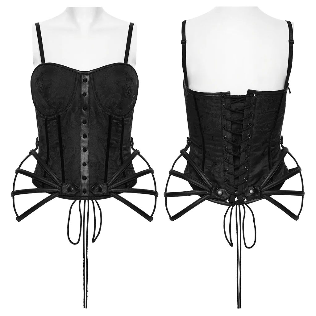 WY-1908SYF Gothic Corset Rose Embossed Black Bustier Silhouette Fashion - Image 6