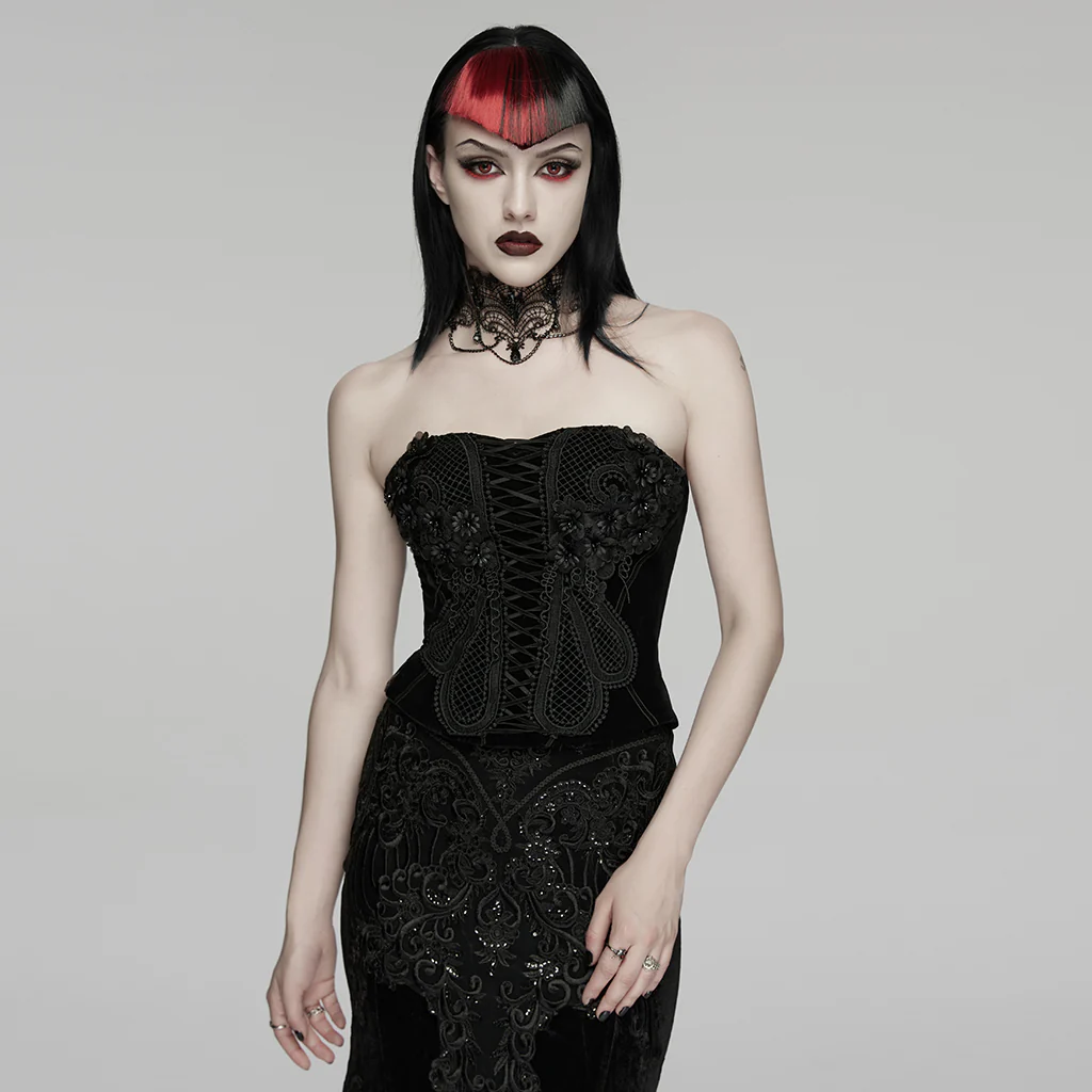 WY-1909SYF Exquisite Floral Gothic Corset with Adjustable Lace-Up Back - Image 3