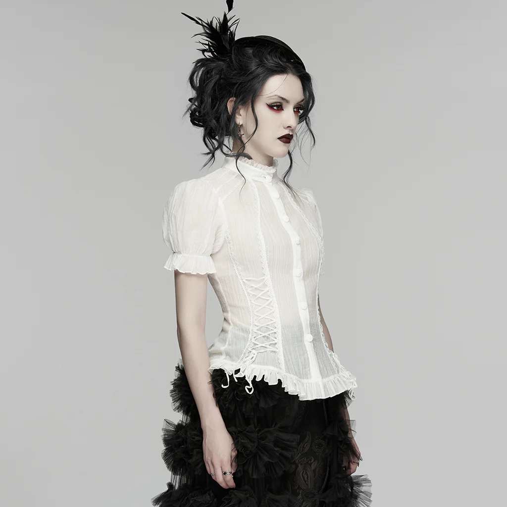 WY-1916CDF Victorian Inspired Lace Gothic Shirts for Women - Image 3