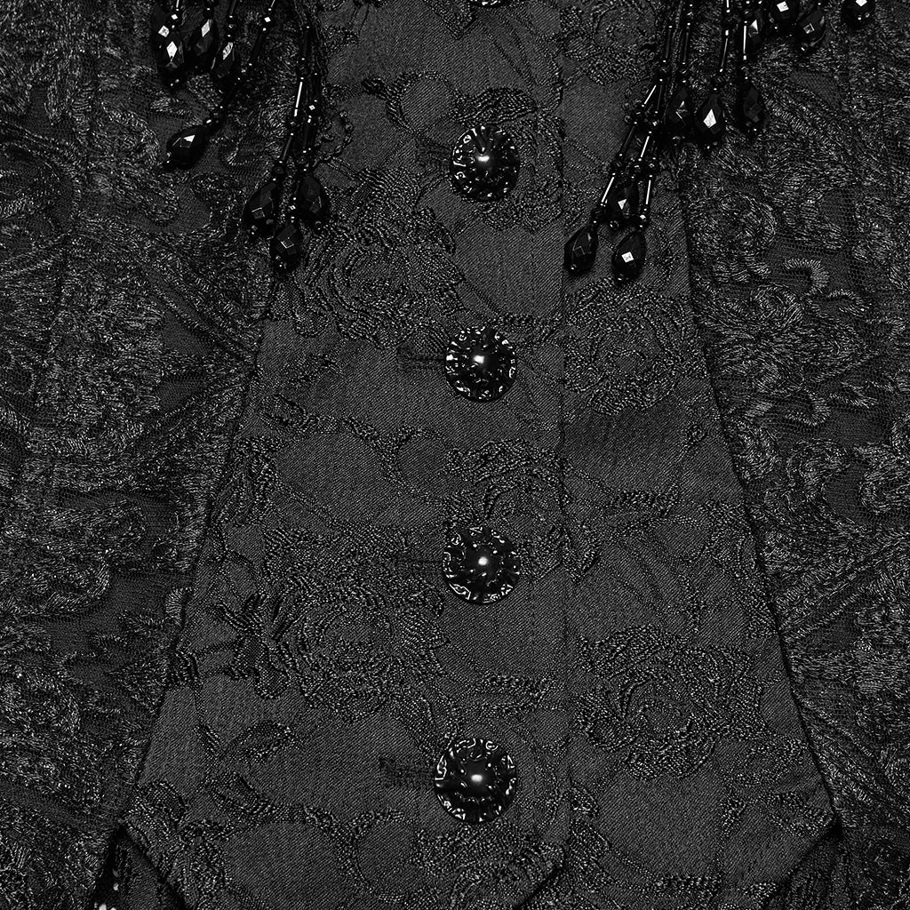 WY-1922MJF Gothic Vest Black Lace Brocade Corset Steampunk Victorian Style - Image 7