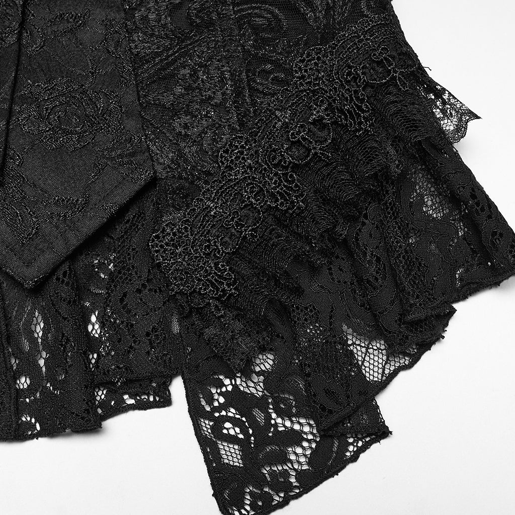 WY-1922MJF Gothic Vest Black Lace Brocade Corset Steampunk Victorian Style - Image 9