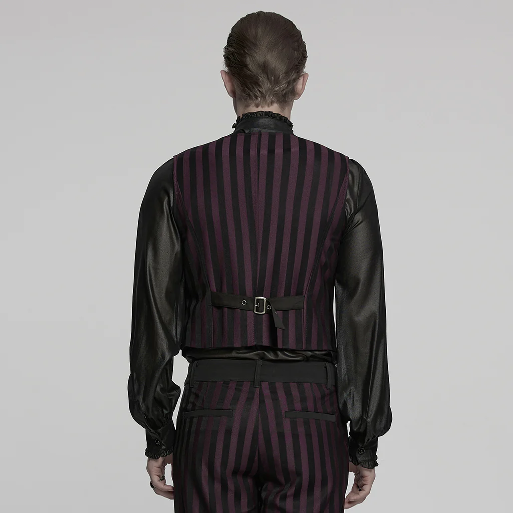 WY-718MJM Mens Gothic Striped Royal Blue Punk Vests Outfit - Image 20