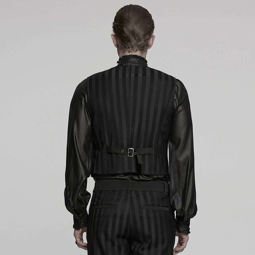 WY-718MJM Mens Gothic Striped Royal Blue Punk Vests Outfit - Image 39