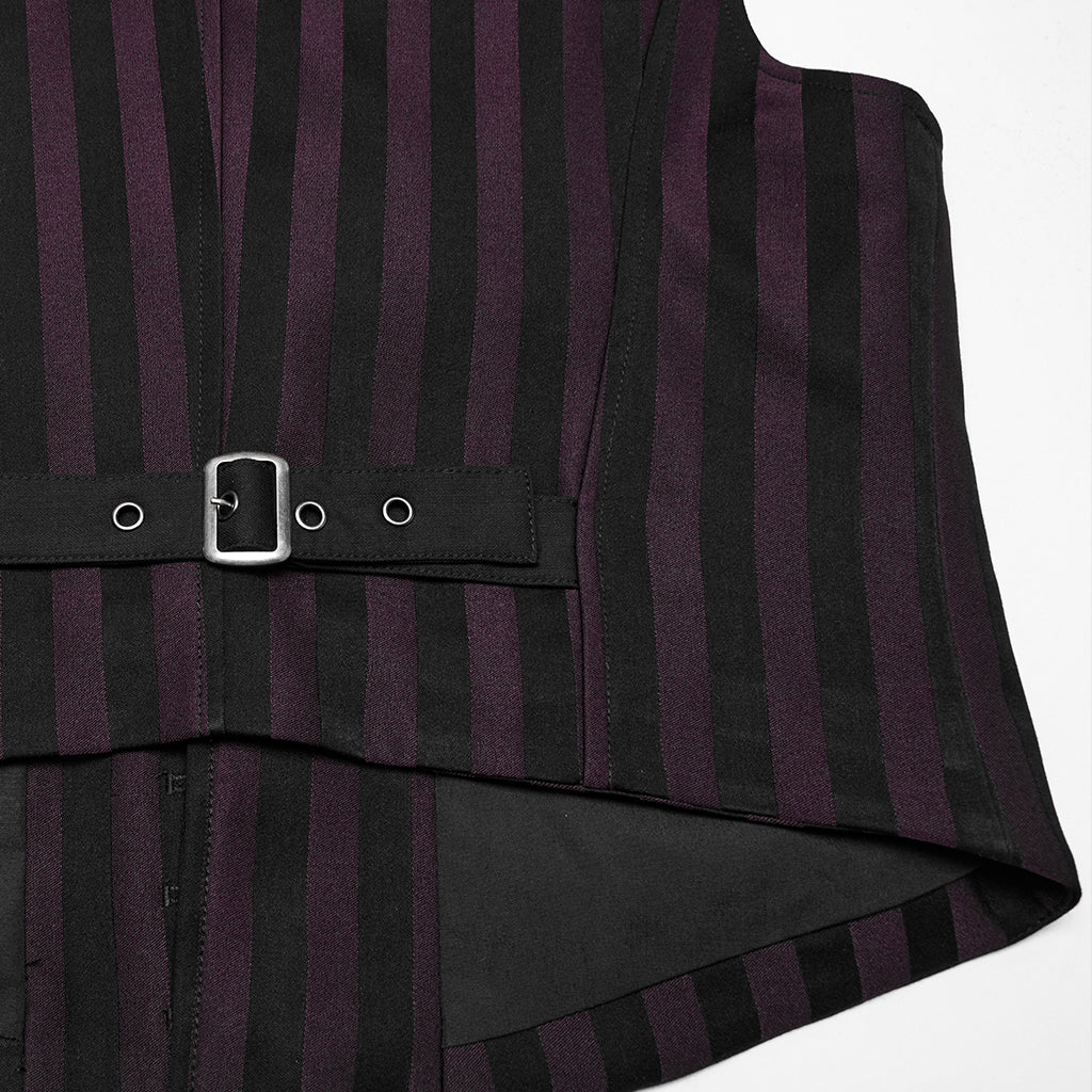 WY-718MJM Mens Gothic Striped Royal Blue Punk Vests Outfit - Image 48