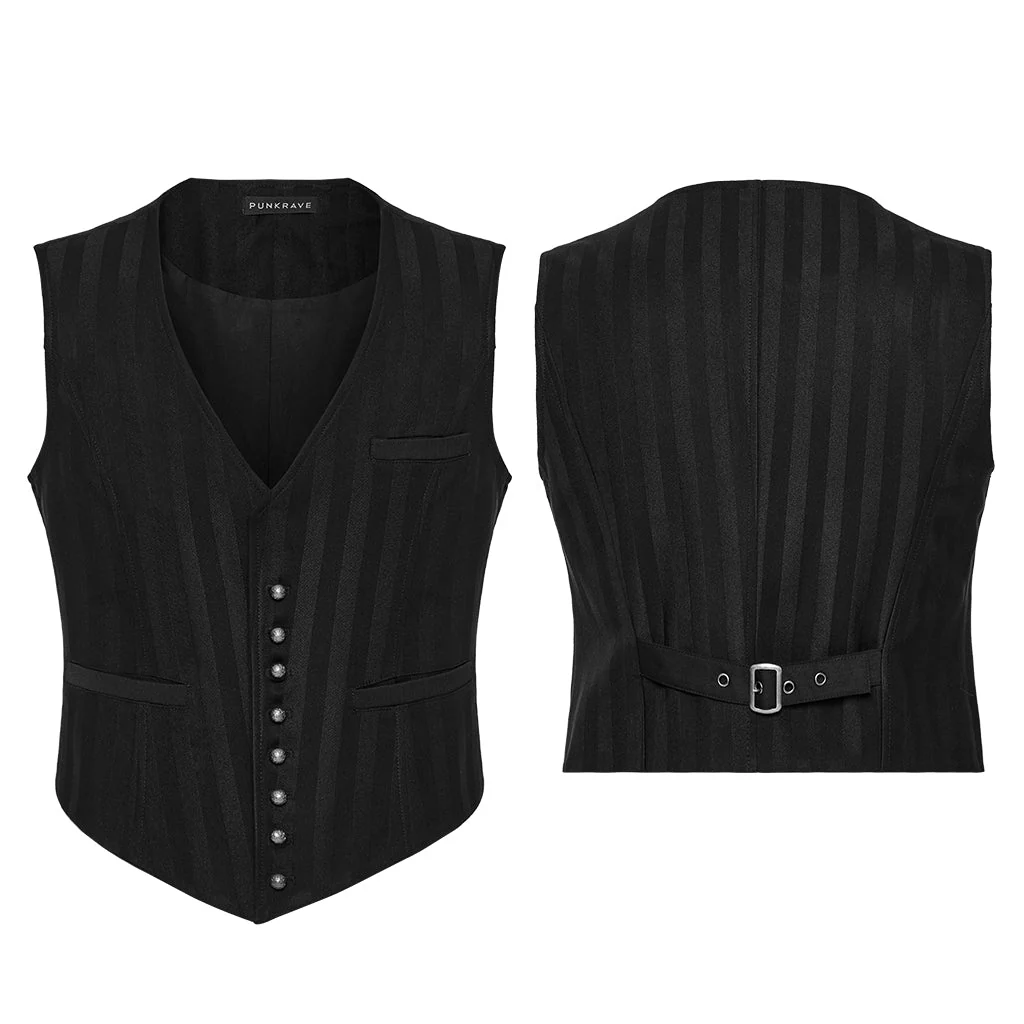 WY-718MJM Mens Gothic Striped Royal Blue Punk Vests Outfit - Image 65