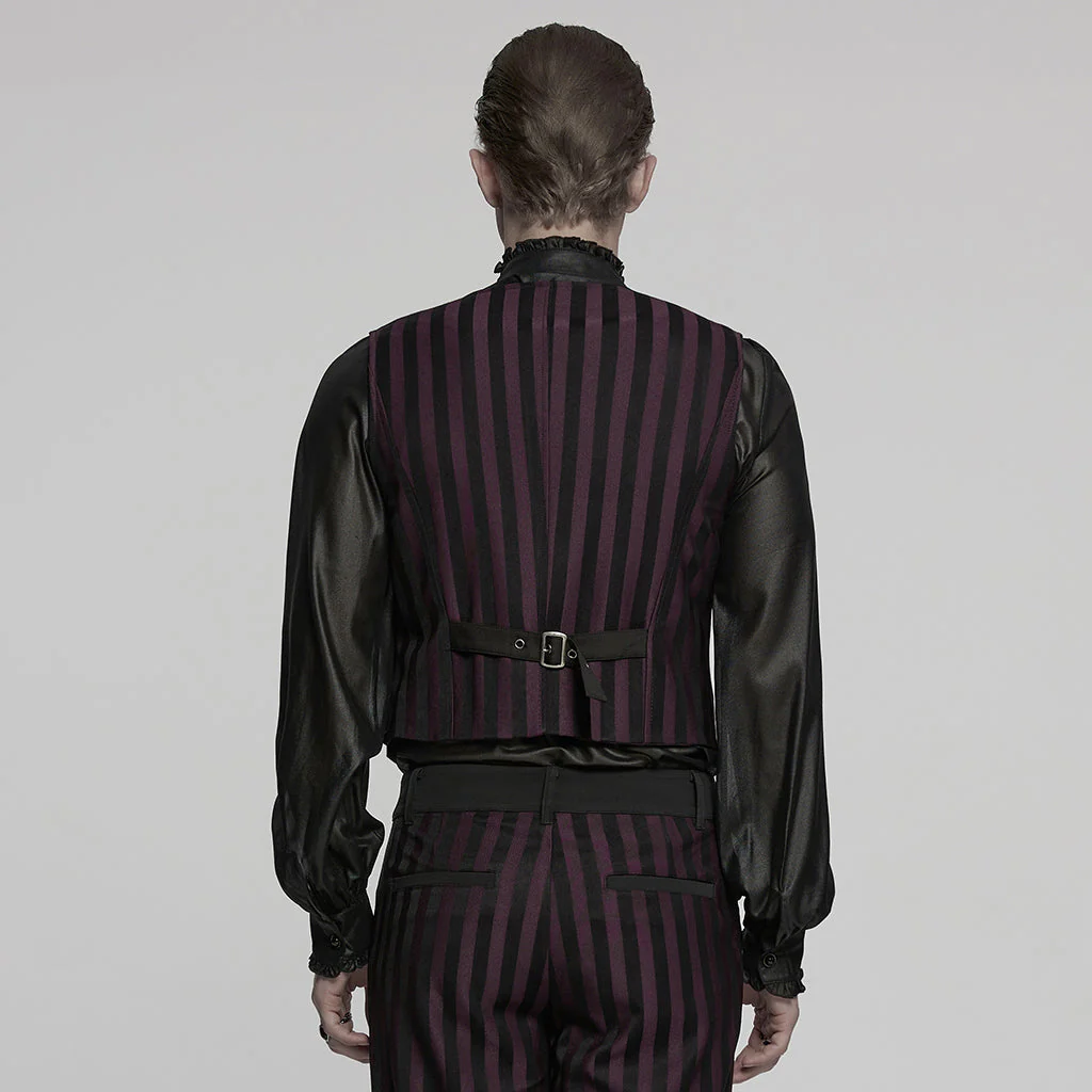 WY-718MJM Mens Gothic Striped Royal Blue Punk Vests Outfit - Image 69